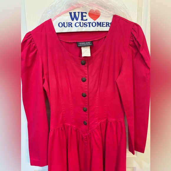 Vintage Western Jean Dress in Pink 🤠 💯 Cotton dry cleaning tag attached! - Picture 4 of 14